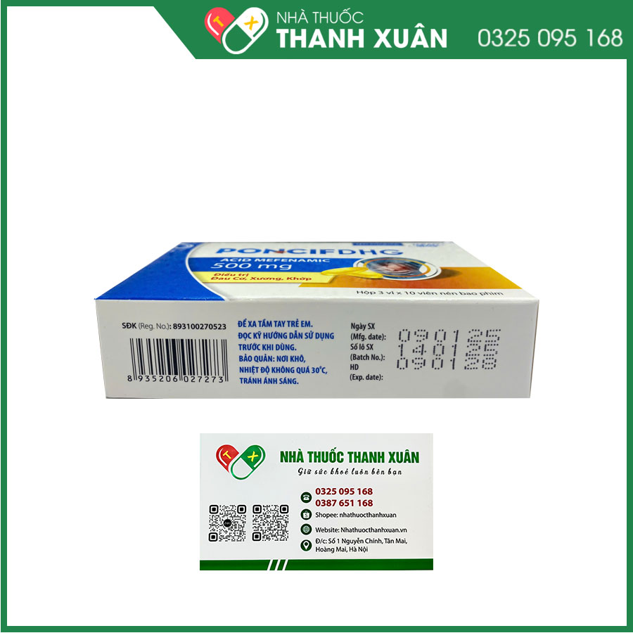 PoncifDHG thuốc giảm đau, hạ sốt, kháng viêm